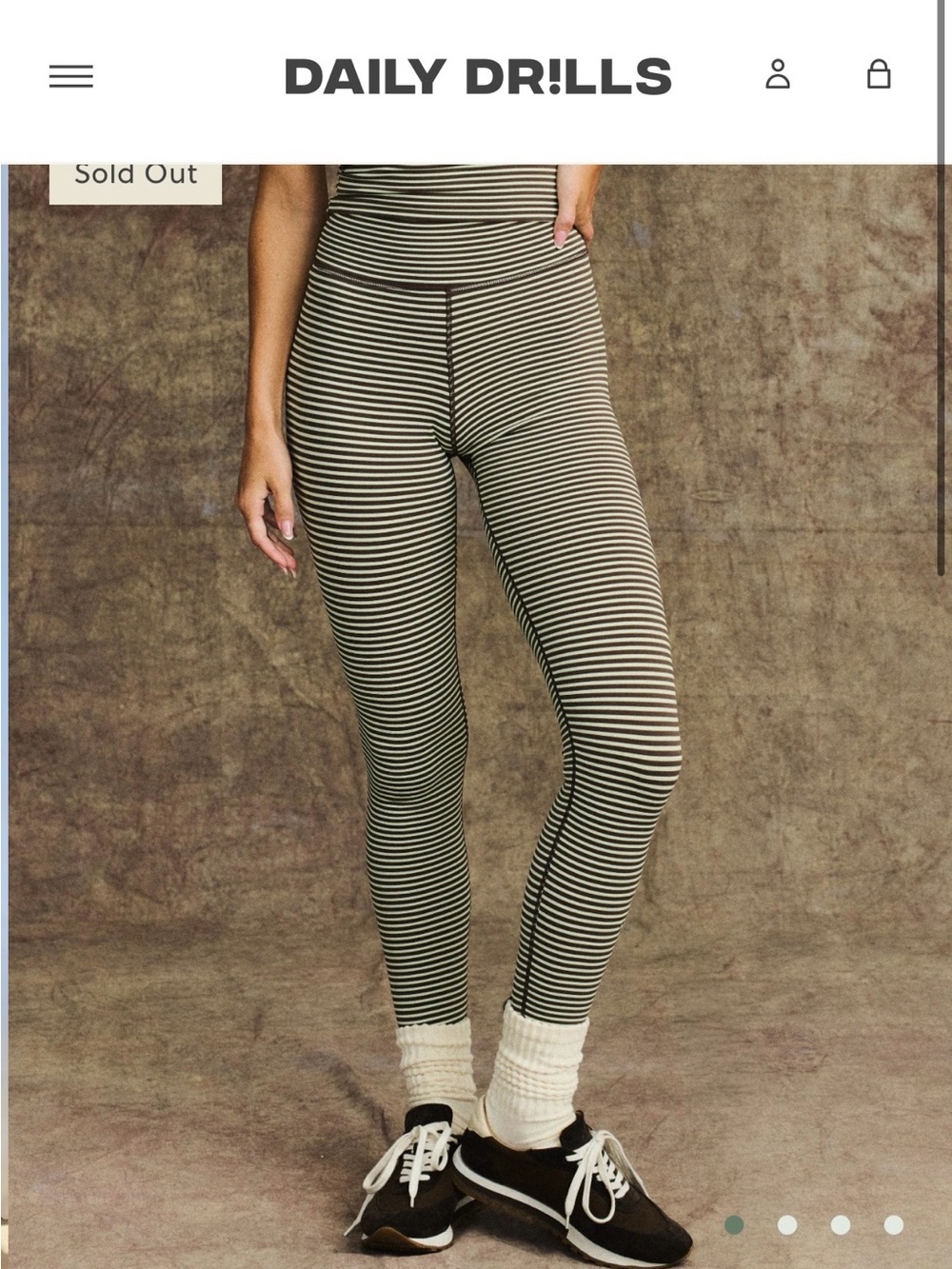 Daily Drills Olive and Black Striped High-Waist Leggings